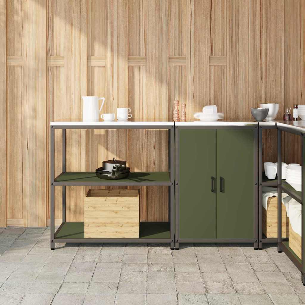 vidaXL Aufbewahrungsset für die Küche mit Regal 2 pcs Olive Grün