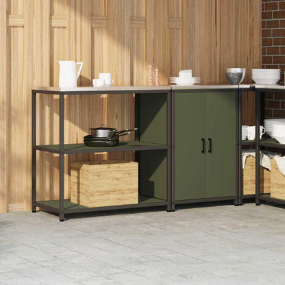 vidaXL Aufbewahrungsset für die Küche mit Regal 2 pcs Olive Grün