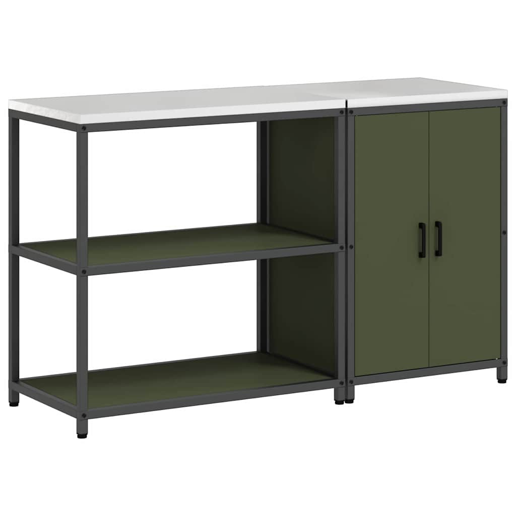 vidaXL Aufbewahrungsset für die Küche mit Regal 2 pcs Olive Grün