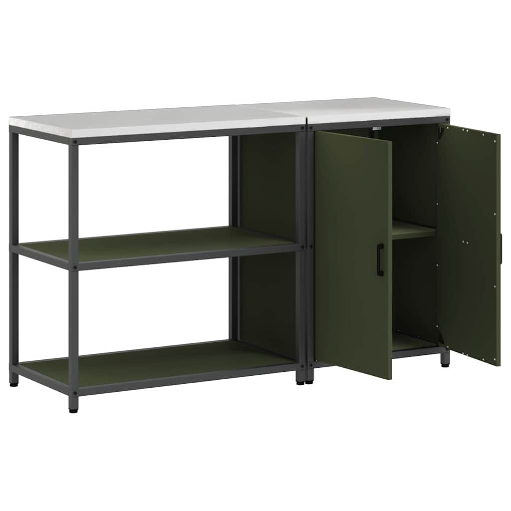 vidaXL Aufbewahrungsset für die Küche mit Regal 2 pcs Olive Grün