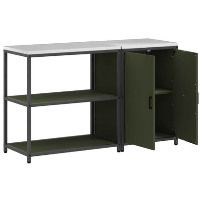 vidaXL Aufbewahrungsset für die Küche mit Regal 2 pcs Olive Grün