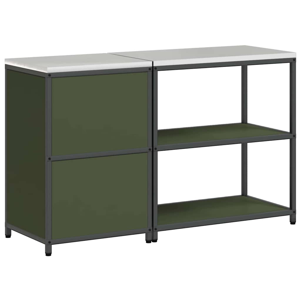 vidaXL Aufbewahrungsset für die Küche mit Regal 2 pcs Olive Grün