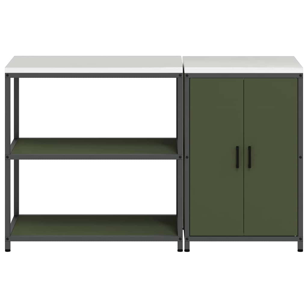 vidaXL Aufbewahrungsset für die Küche mit Regal 2 pcs Olive Grün