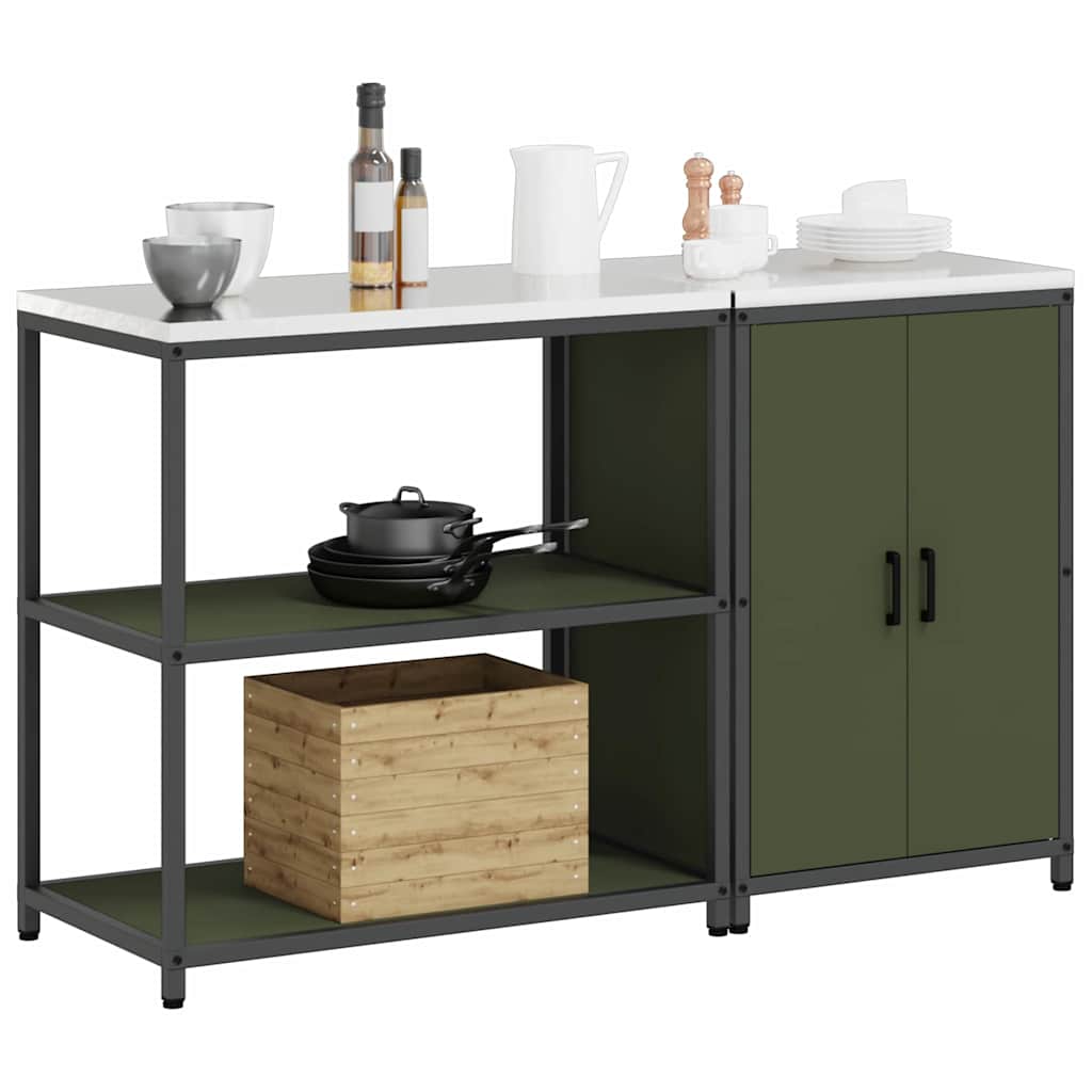 vidaXL Aufbewahrungsset für die Küche mit Regal 2 pcs Olive Grün