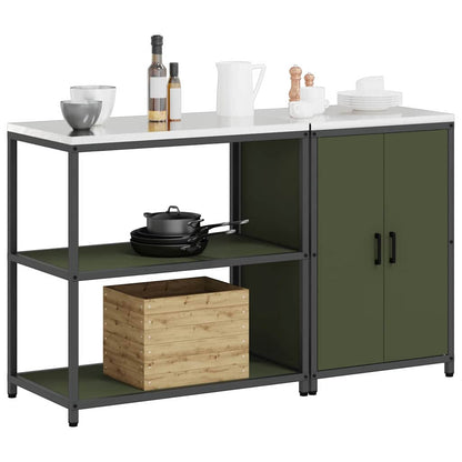 vidaXL Aufbewahrungsset für die Küche mit Regal 2 pcs Olive Grün