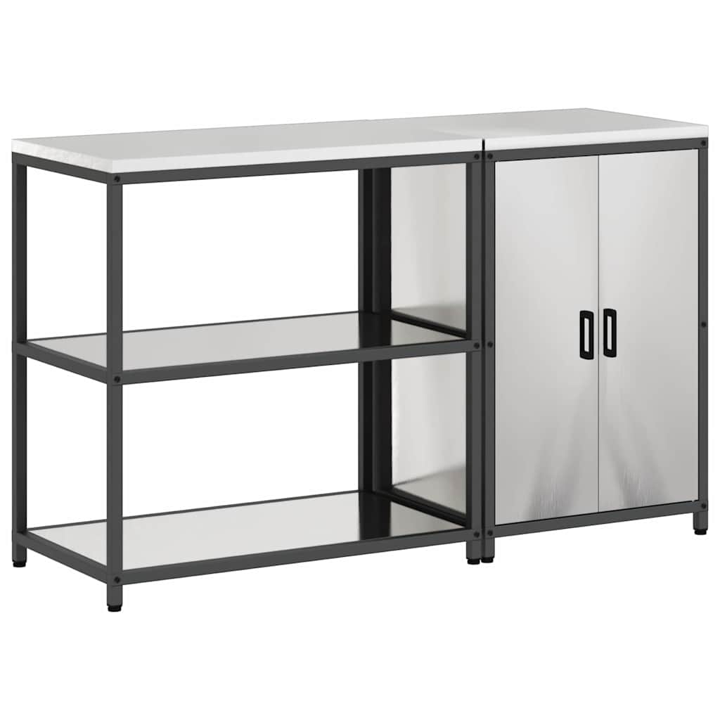 Aufbewahrungsset für die Küche mit Regal 2 pcs Silber Edelstahl