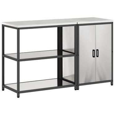 vidaXL Aufbewahrungsset für die Küche mit Regal 2 pcs Silber Edelstahl
