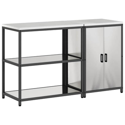 Aufbewahrungsset für die Küche mit Regal 2 pcs Silber Edelstahl