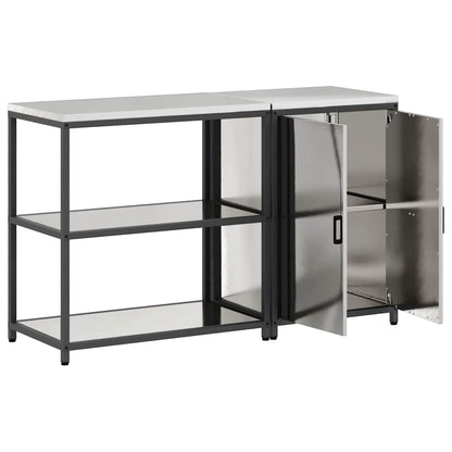 Aufbewahrungsset für die Küche mit Regal 2 pcs Silber Edelstahl