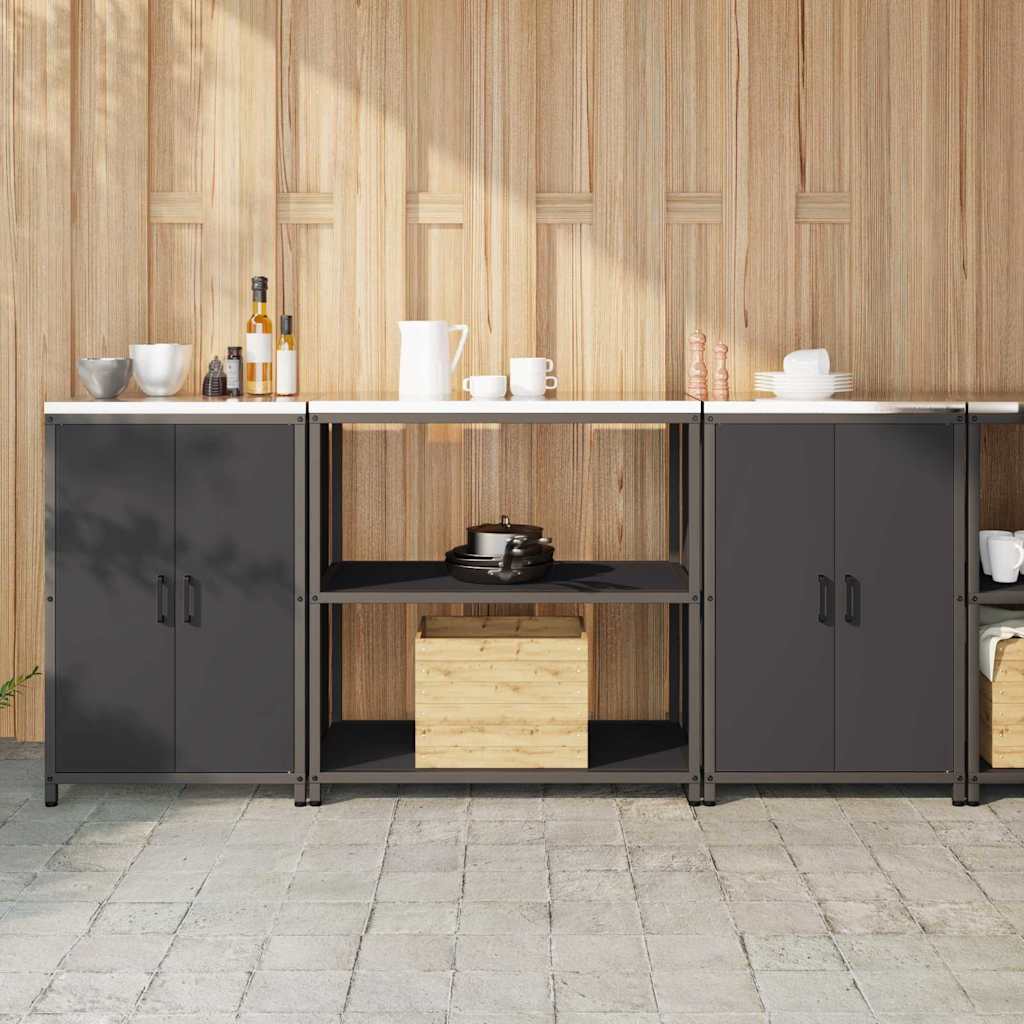 vidaXL Aufbewahrungsset für die Küche mit Regal mit Tür 3 pcs Schwarz