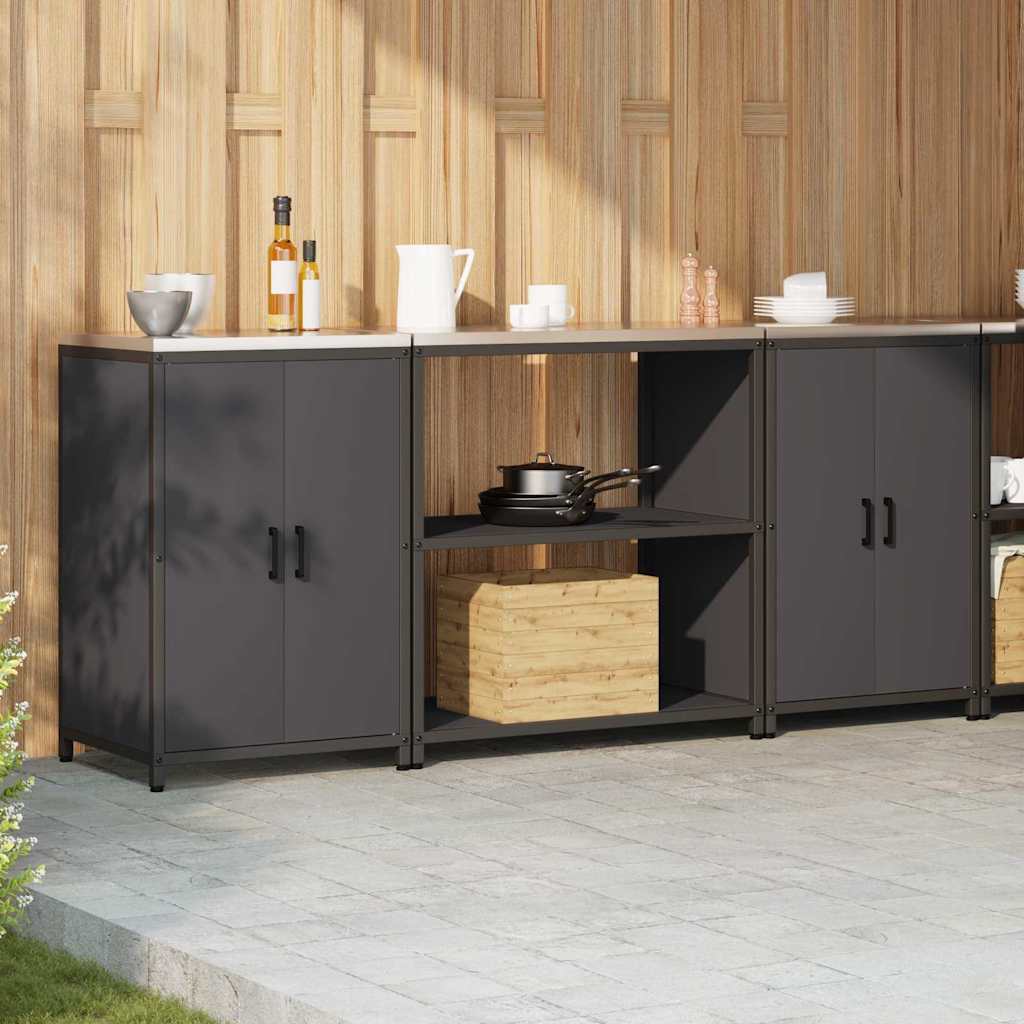 vidaXL Aufbewahrungsset für die Küche mit Regal mit Tür 3 pcs Schwarz