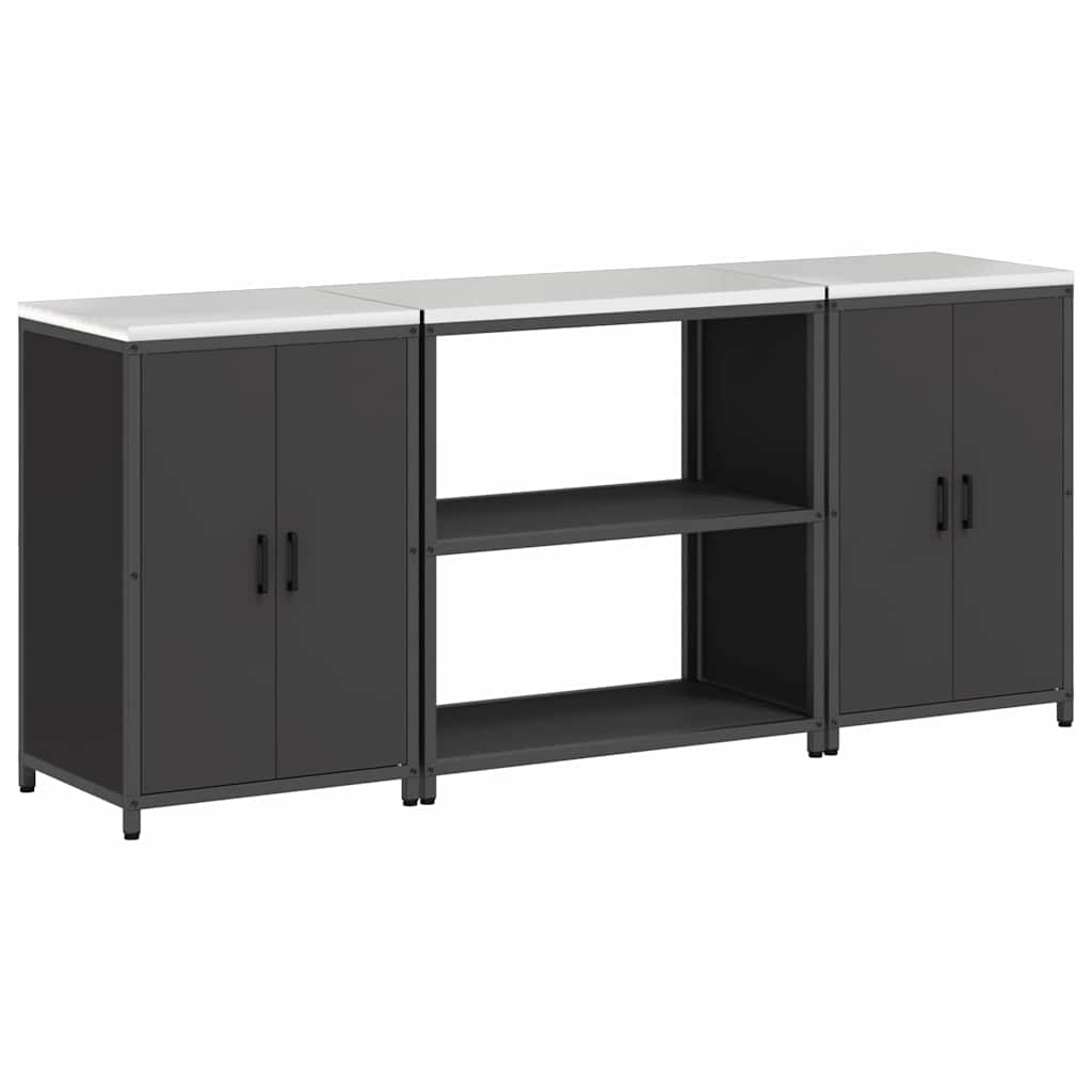 vidaXL Aufbewahrungsset für die Küche mit Regal mit Tür 3 pcs Schwarz