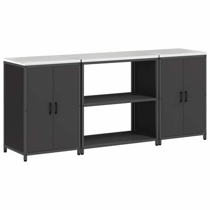 vidaXL Aufbewahrungsset für die Küche mit Regal mit Tür 3 pcs Schwarz
