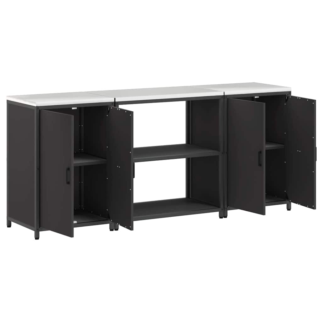 vidaXL Aufbewahrungsset für die Küche mit Regal mit Tür 3 pcs Schwarz