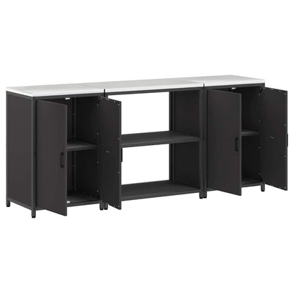 vidaXL Aufbewahrungsset für die Küche mit Regal mit Tür 3 pcs Schwarz