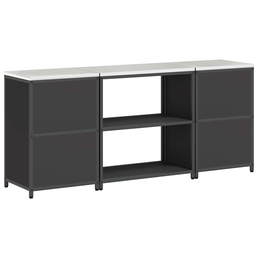 vidaXL Aufbewahrungsset für die Küche mit Regal mit Tür 3 pcs Schwarz
