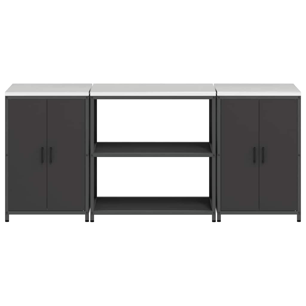 vidaXL Aufbewahrungsset für die Küche mit Regal mit Tür 3 pcs Schwarz