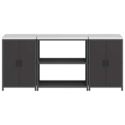 vidaXL Aufbewahrungsset für die Küche mit Regal mit Tür 3 pcs Schwarz