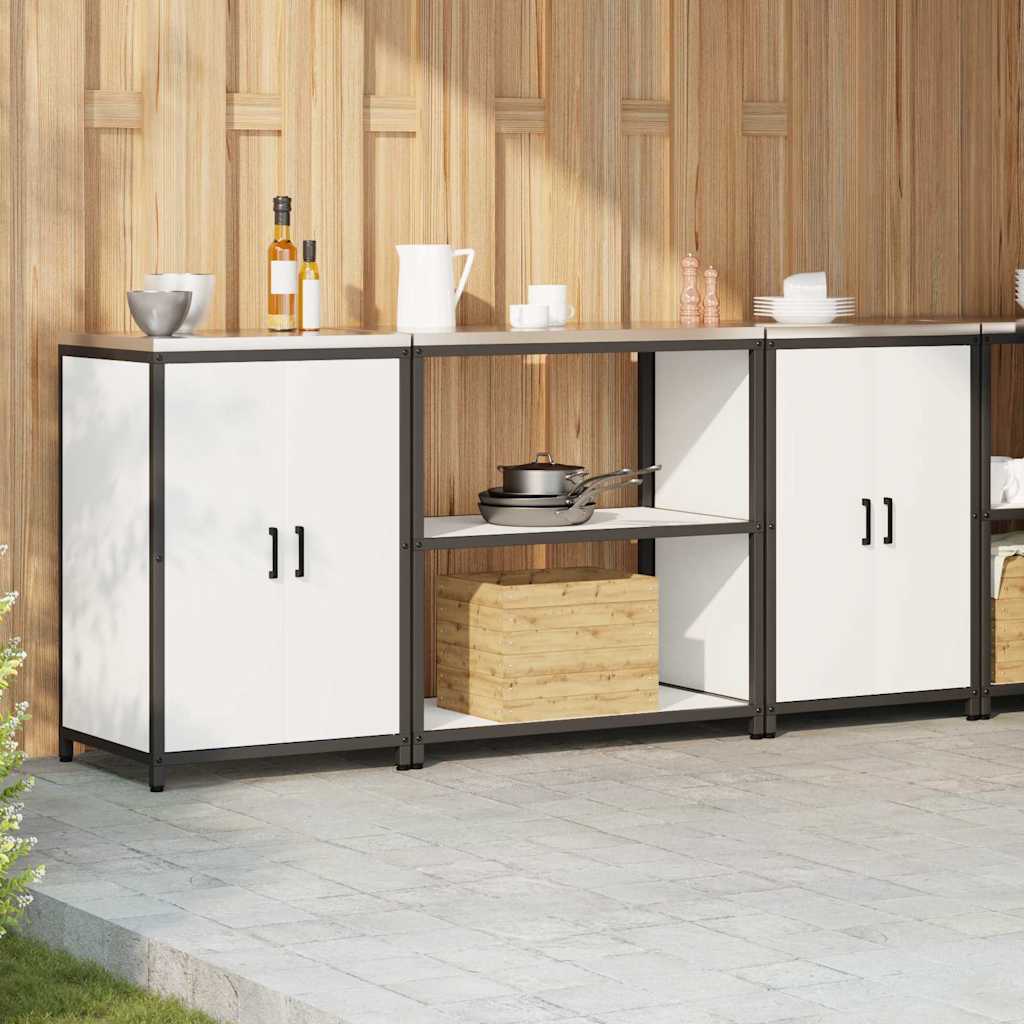 vidaXL Aufbewahrungsset für die Küche 3 pcs Weiß Kaltgewalzter Stahl