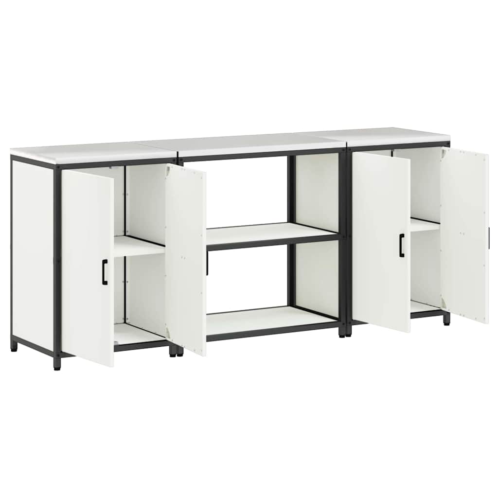 vidaXL Aufbewahrungsset für die Küche 3 pcs Weiß Kaltgewalzter Stahl