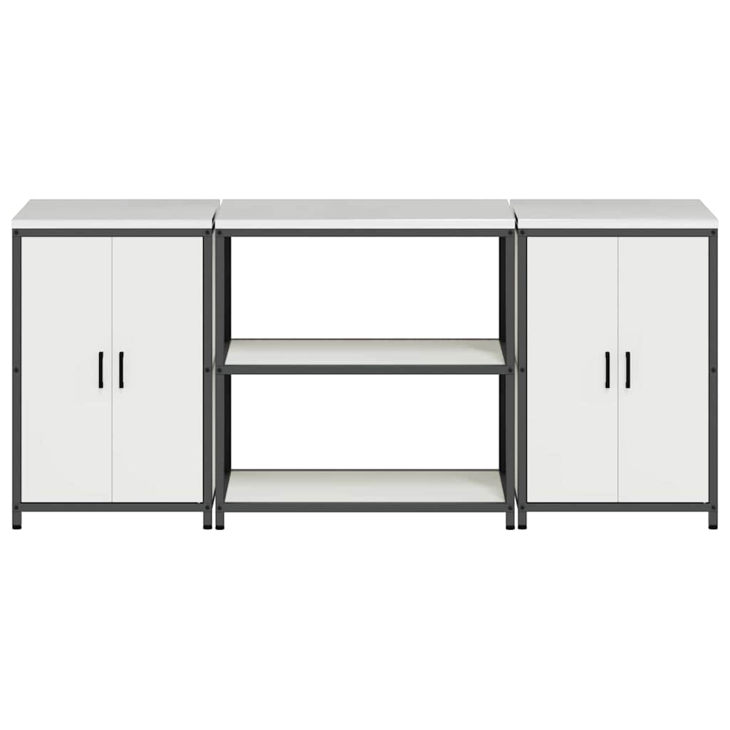 vidaXL Aufbewahrungsset für die Küche 3 pcs Weiß Kaltgewalzter Stahl