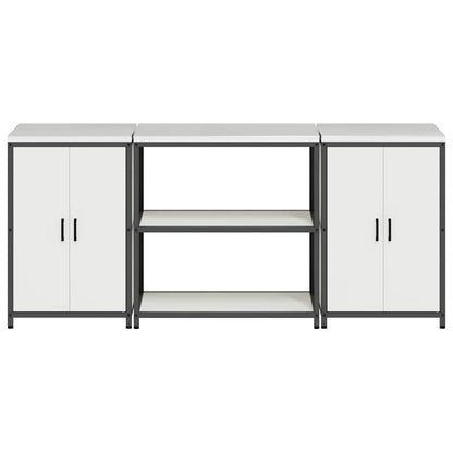 vidaXL Aufbewahrungsset für die Küche 3 pcs Weiß Kaltgewalzter Stahl