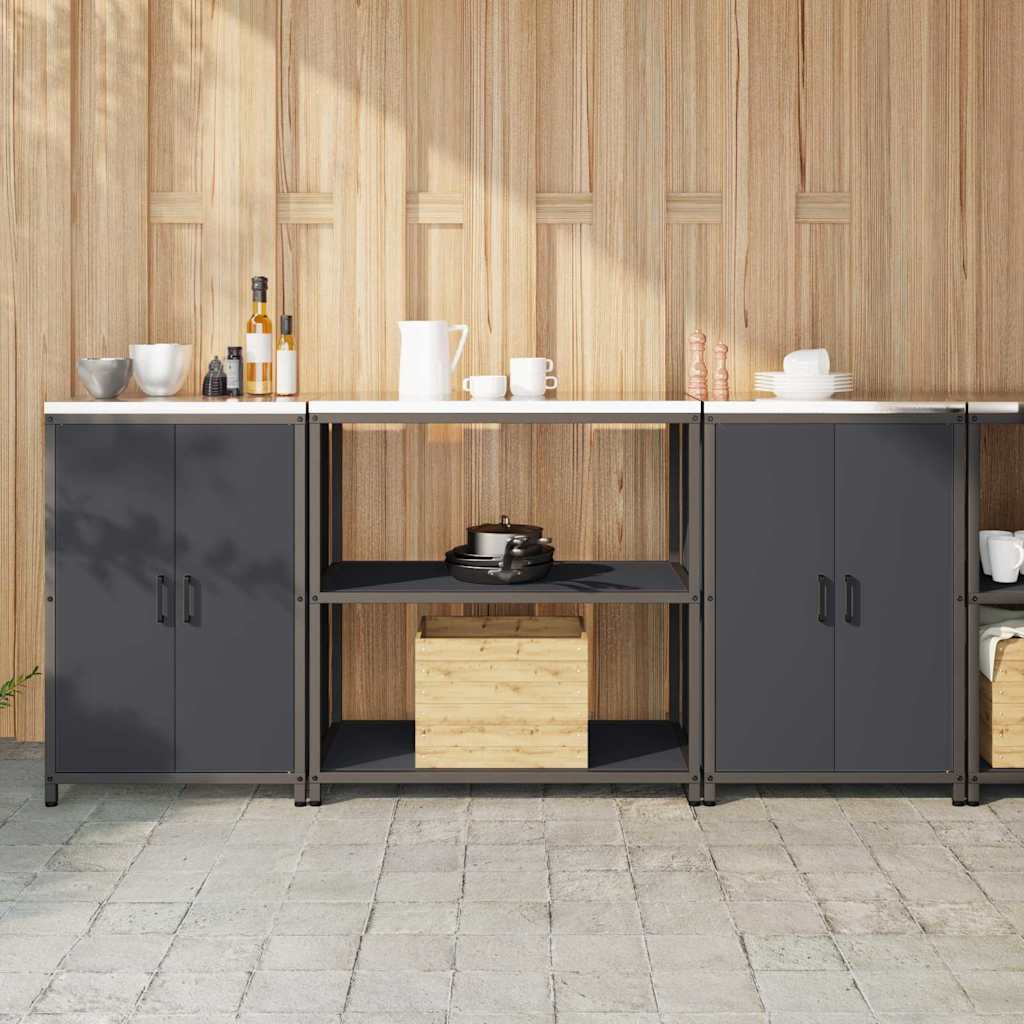 vidaXL Ensemble de rangement de cuisine avec étagère 3 pcs Anthracite