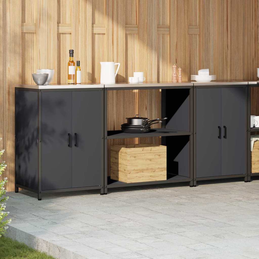 vidaXL Ensemble de rangement de cuisine avec étagère 3 pcs Anthracite