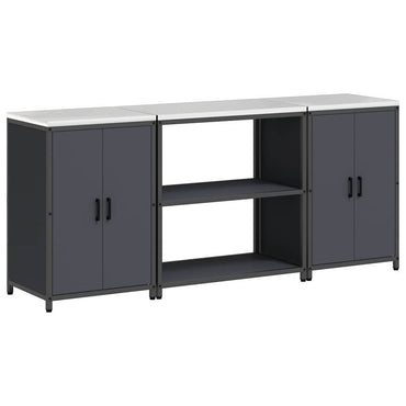 vidaXL Ensemble de rangement de cuisine avec étagère 3 pcs Anthracite