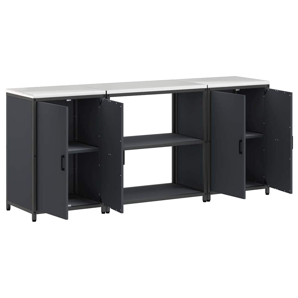 vidaXL Ensemble de rangement de cuisine avec étagère 3 pcs Anthracite