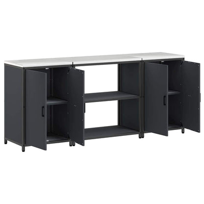 vidaXL Ensemble de rangement de cuisine avec étagère 3 pcs Anthracite