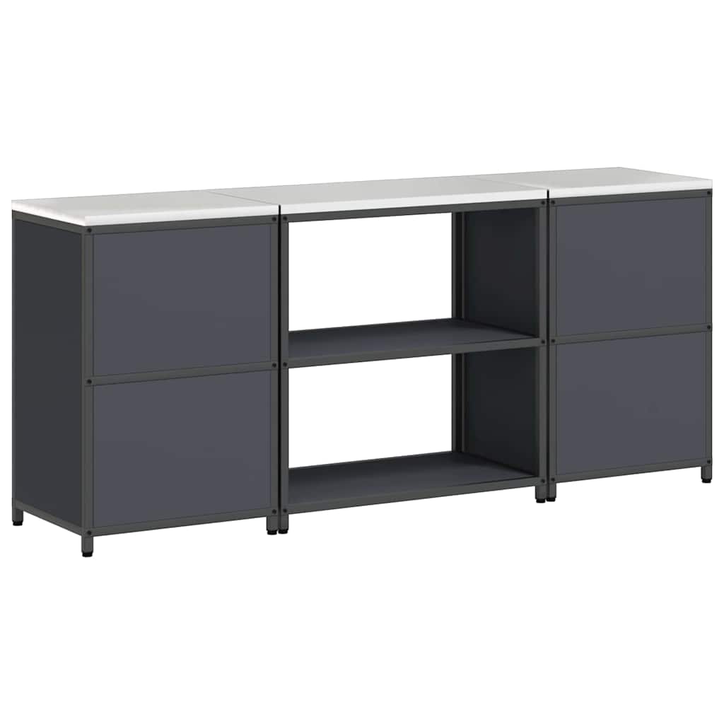 vidaXL Ensemble de rangement de cuisine avec étagère 3 pcs Anthracite