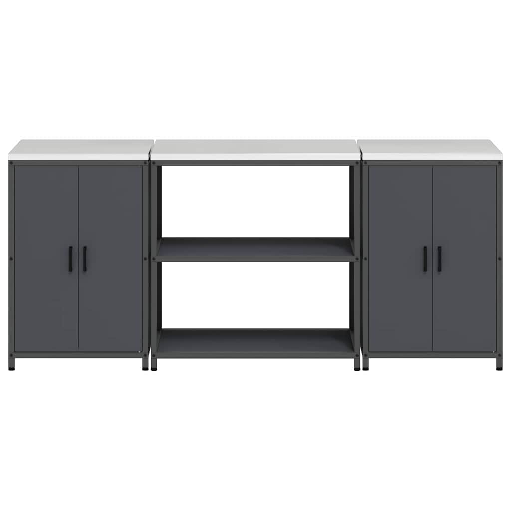 vidaXL Ensemble de rangement de cuisine avec étagère 3 pcs Anthracite