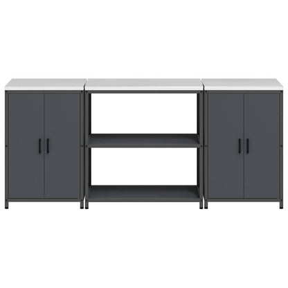 vidaXL Ensemble de rangement de cuisine avec étagère 3 pcs Anthracite