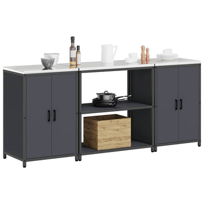 vidaXL Ensemble de rangement de cuisine avec étagère 3 pcs Anthracite