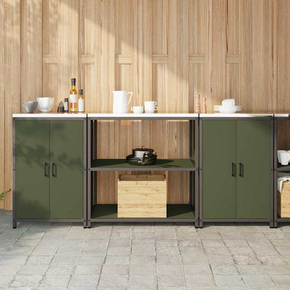 vidaXL Aufbewahrungsset für die Küche mit Regal 3 pcs Olive Grün