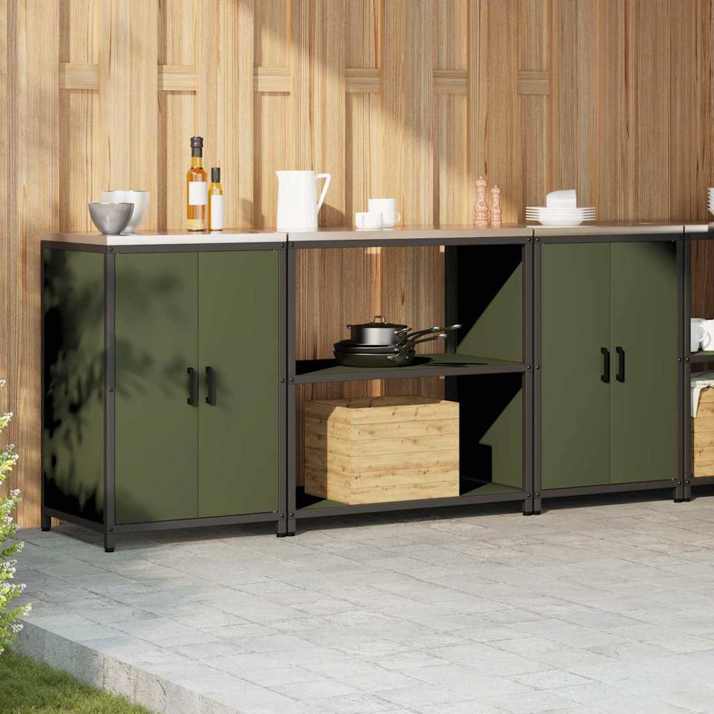 vidaXL Aufbewahrungsset für die Küche mit Regal 3 pcs Olive Grün