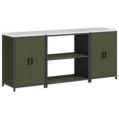 vidaXL Aufbewahrungsset für die Küche mit Regal 3 pcs Olive Grün