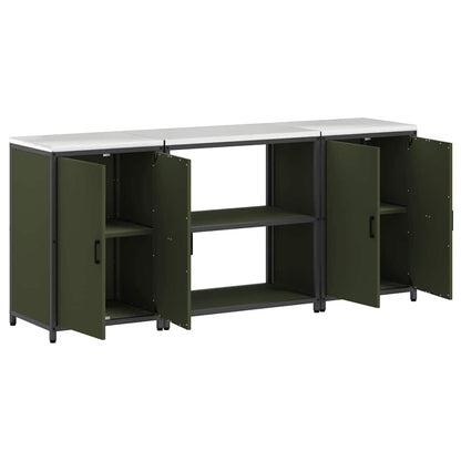 vidaXL Aufbewahrungsset für die Küche mit Regal 3 pcs Olive Grün