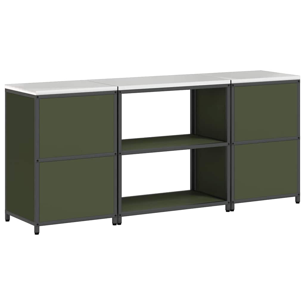 vidaXL Aufbewahrungsset für die Küche mit Regal 3 pcs Olive Grün