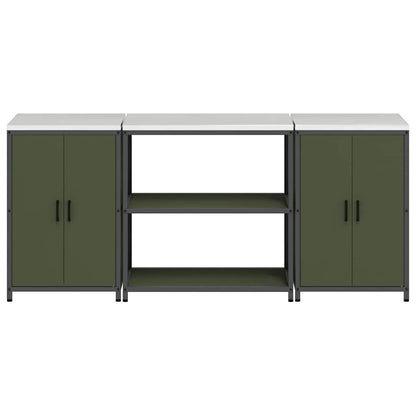 vidaXL Aufbewahrungsset für die Küche mit Regal 3 pcs Olive Grün