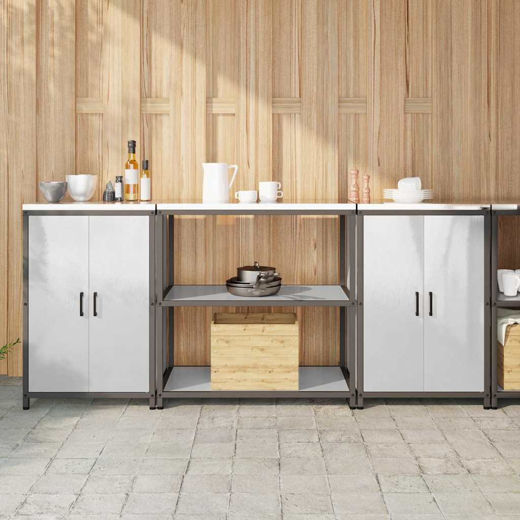 vidaXL Aufbewahrungsset für die Küche mit Regal 3 pcs Silber Edelstahl