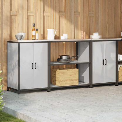 vidaXL Aufbewahrungsset für die Küche mit Regal 3 pcs Silber Edelstahl