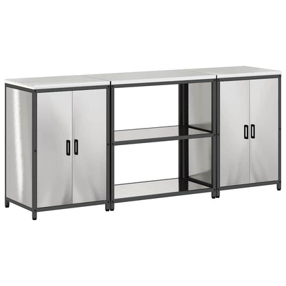 vidaXL Aufbewahrungsset für die Küche mit Regal 3 pcs Silber Edelstahl