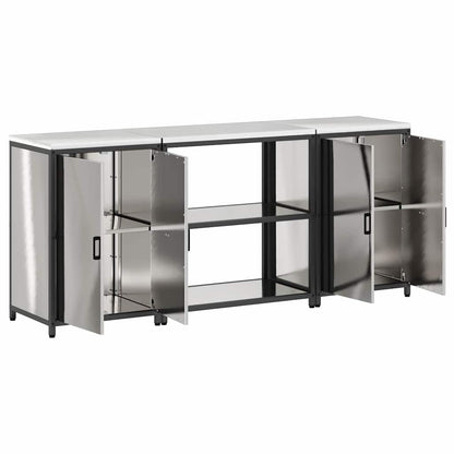 vidaXL Aufbewahrungsset für die Küche mit Regal 3 pcs Silber Edelstahl