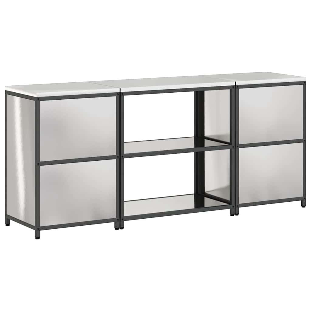 vidaXL Aufbewahrungsset für die Küche mit Regal 3 pcs Silber Edelstahl