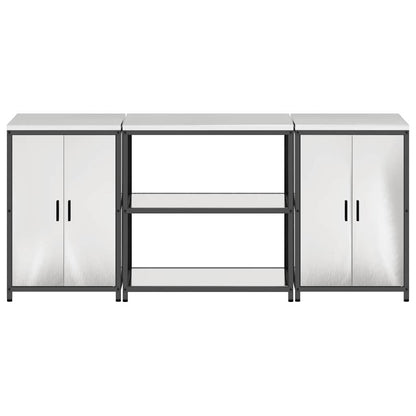 vidaXL Aufbewahrungsset für die Küche mit Regal 3 pcs Silber Edelstahl