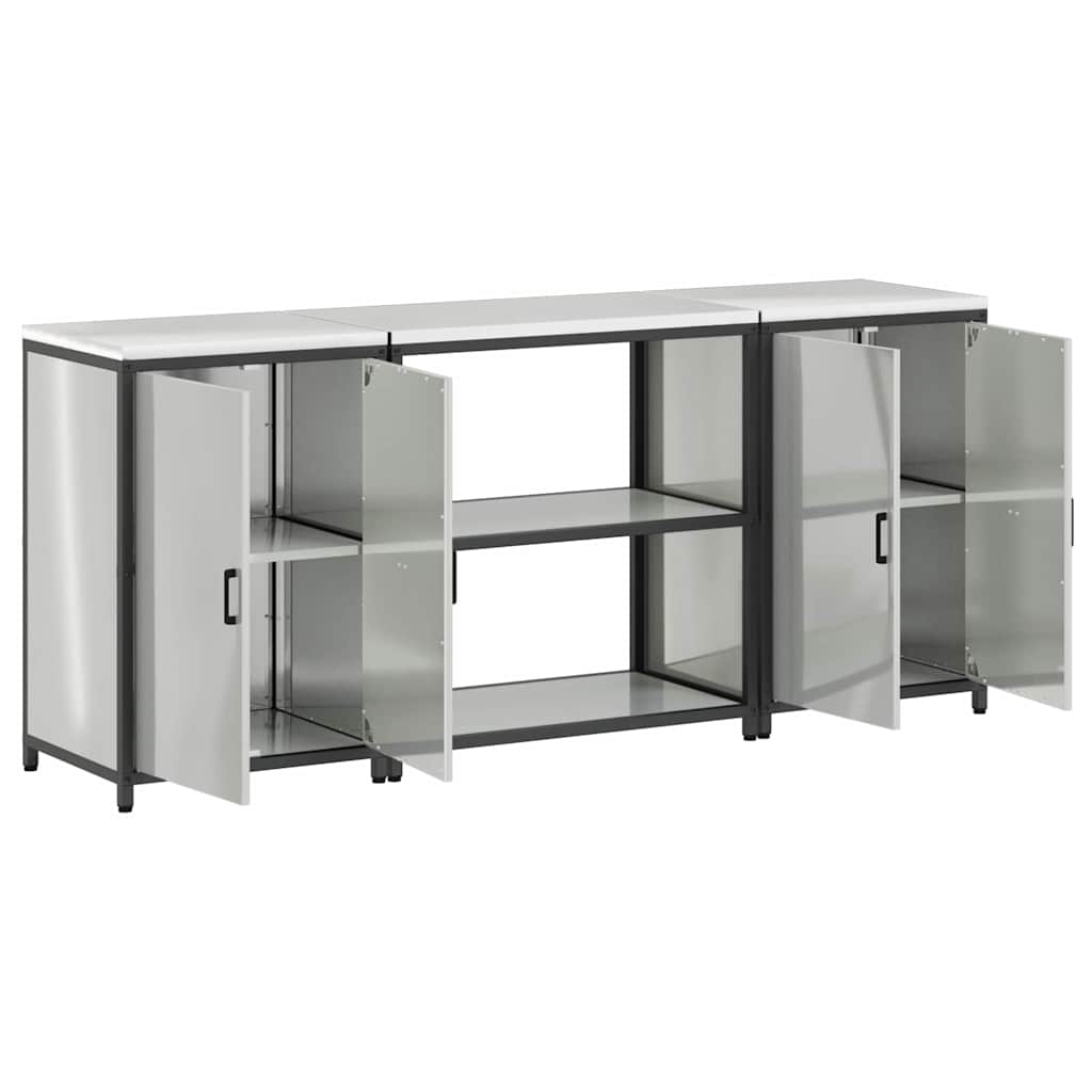 vidaXL Aufbewahrungsset für die Küche 3 pcs Silber Verzinkter Stahl