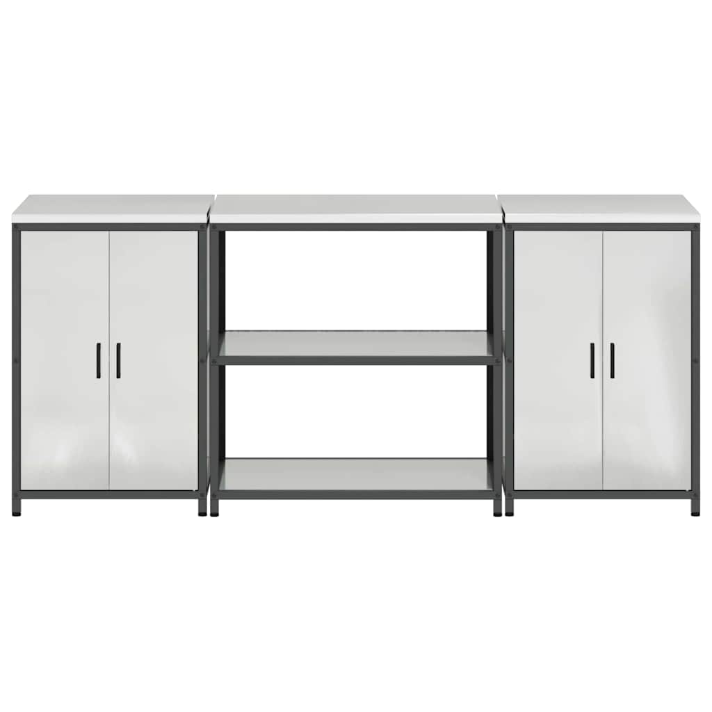 vidaXL Aufbewahrungsset für die Küche 3 pcs Silber Verzinkter Stahl