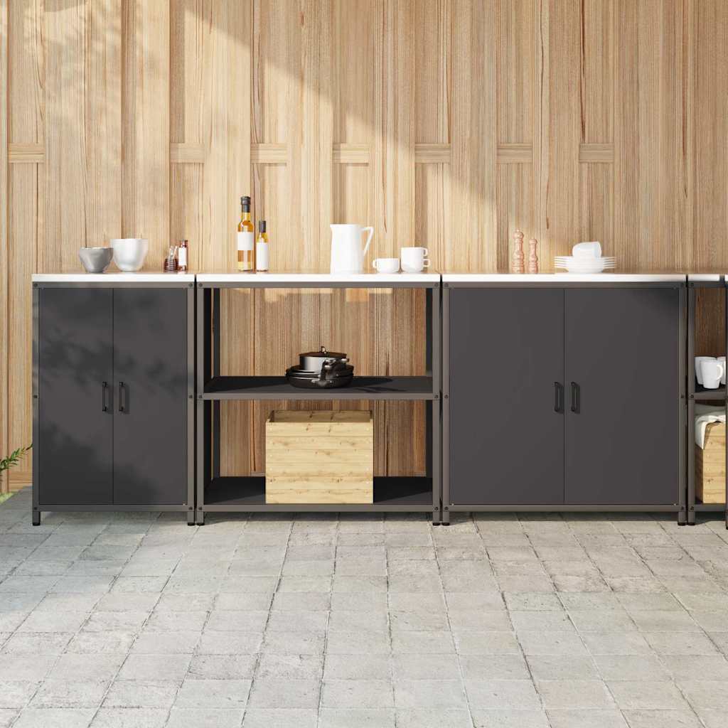 vidaXL Aufbewahrungsset für die Küche mit Regal 3 pcs Schwarz Stahl